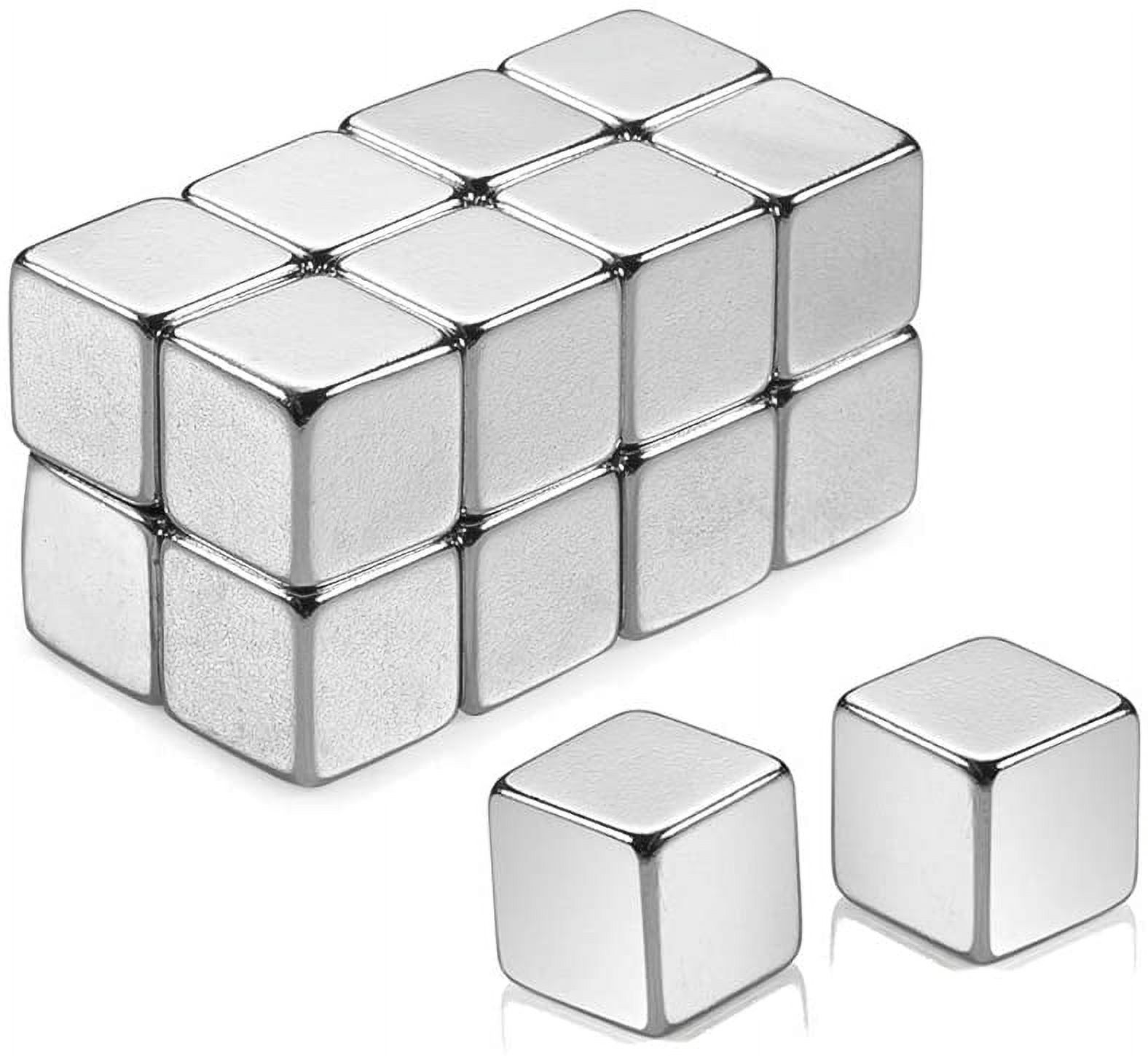 Pack of 16 Neodymium Cube Magnets Extra Strong Set for Glass Magnetic Boards Fridge Memo Board Whiteboard School Teacher Map Office with Storage Container Silver(10*10*10mm)